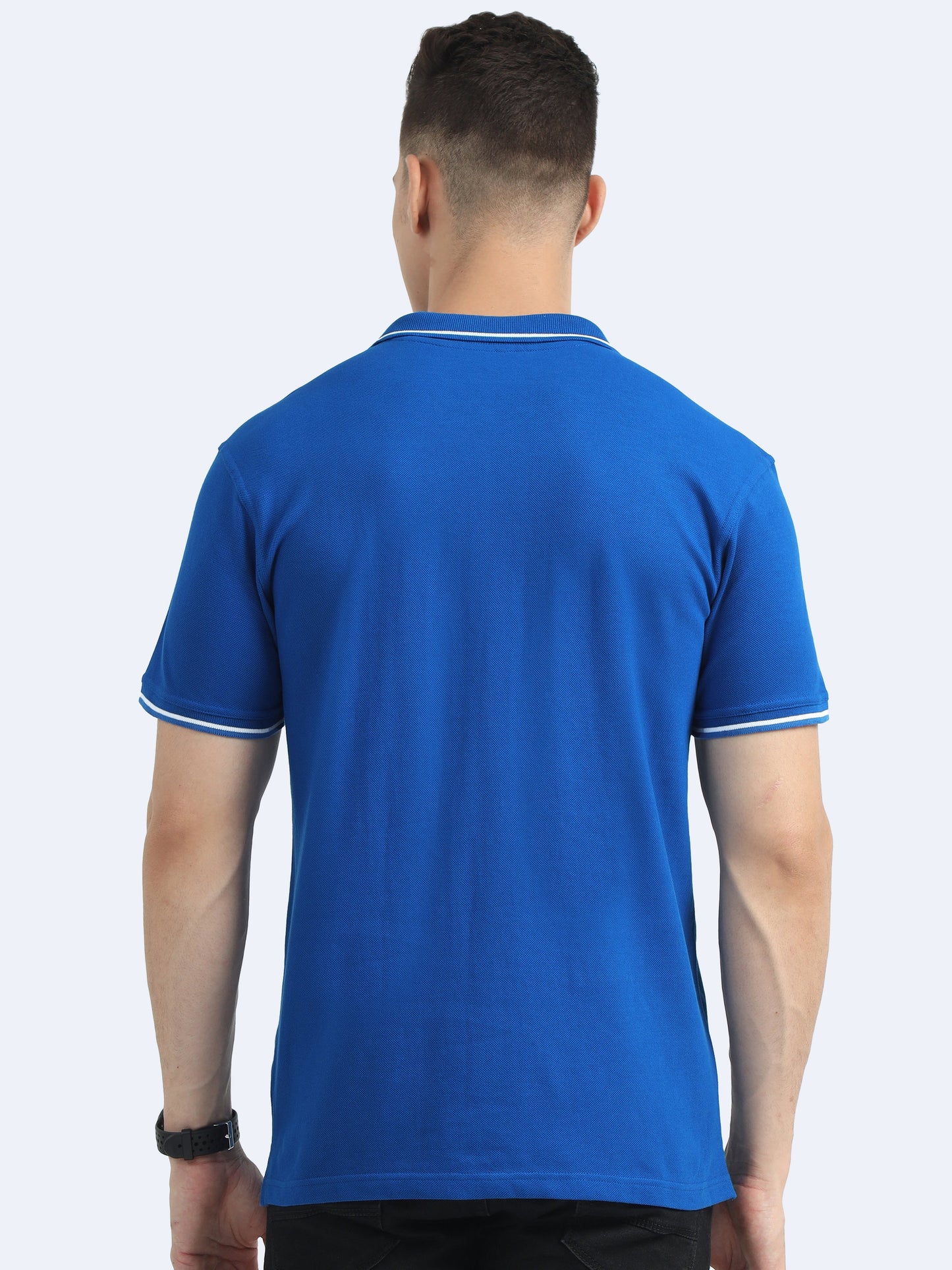 Biowashed Organic Polo - Royal Blue with White Tipping
