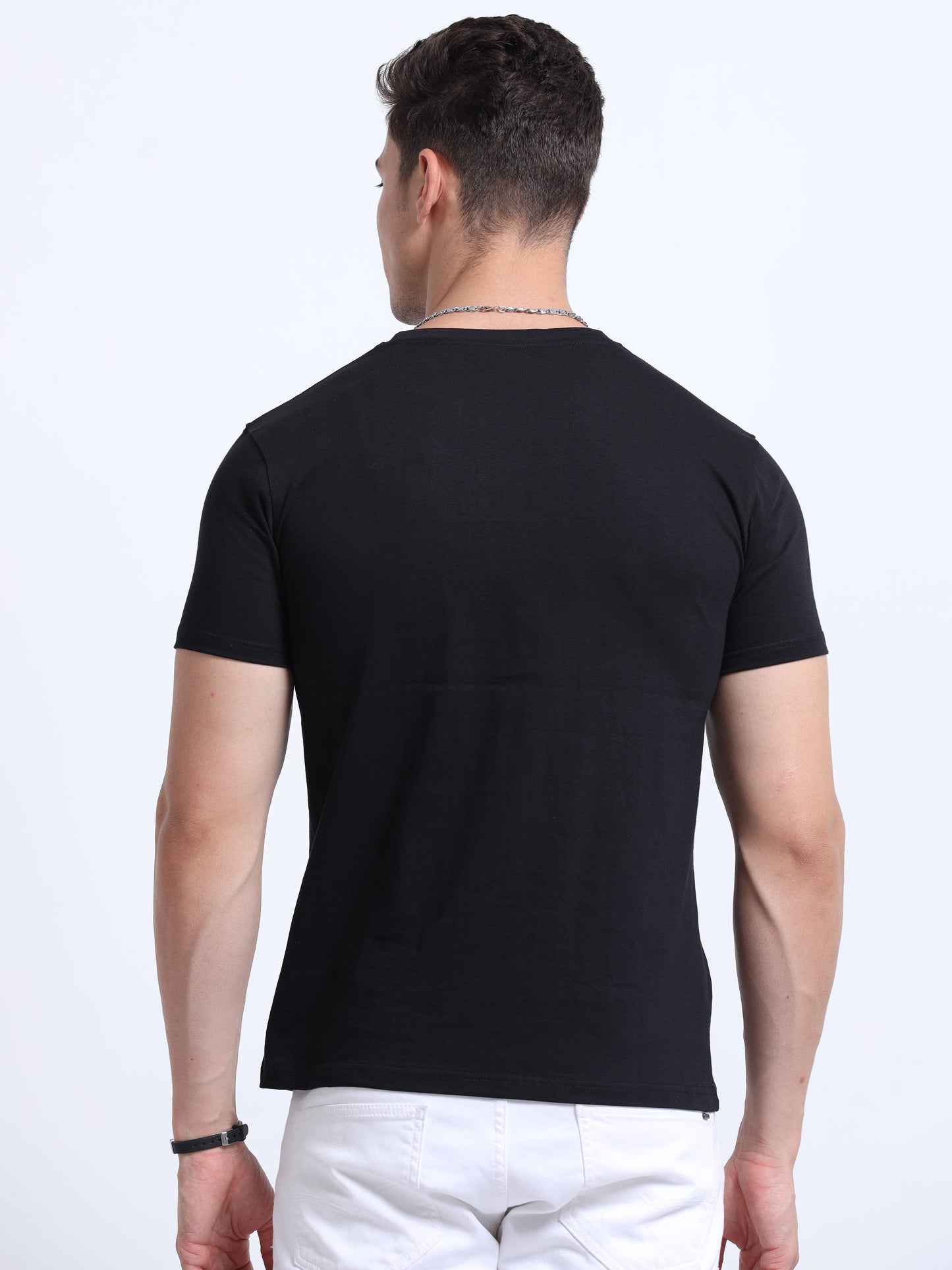 Biowashed Round Neck 100% Cotton Tshirt - Black