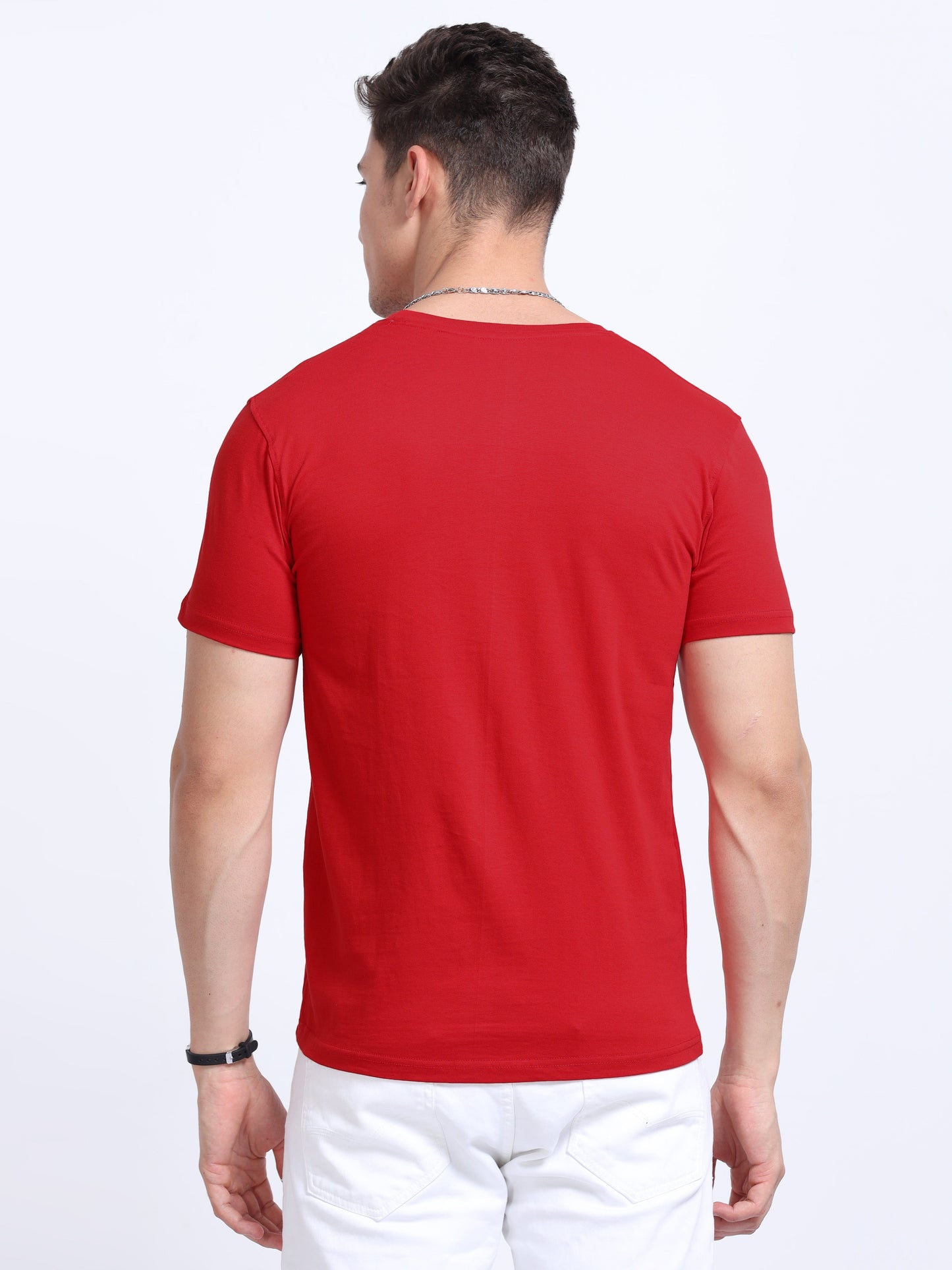Biowashed Round Neck 100% Cotton Tshirt - Red