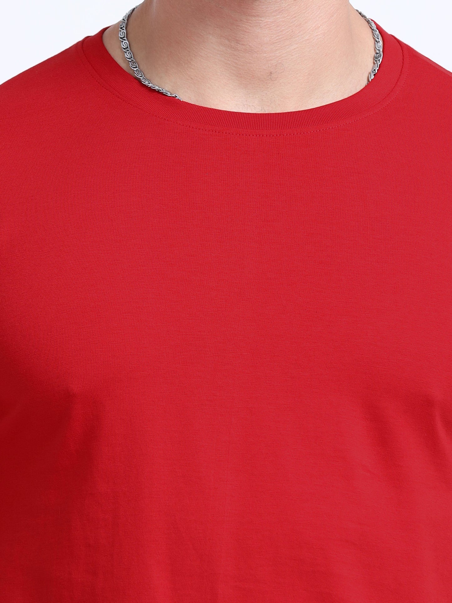 Biowashed Round Neck 100% Cotton Tshirt - Red
