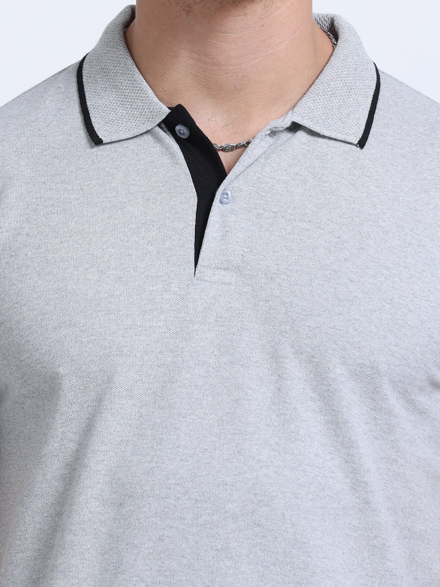 EcoBlend Polo Tshirts - Grey Melange with Black Tipping
