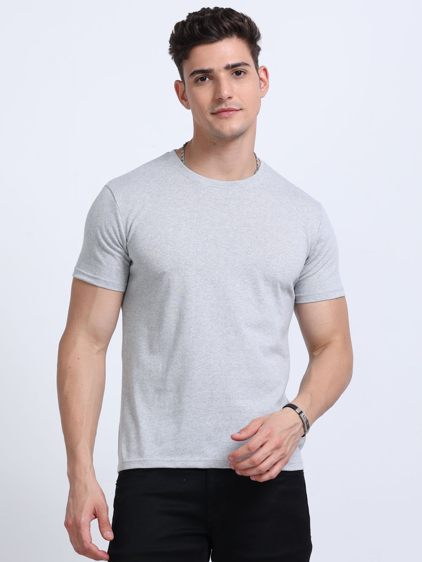 EcoBlend Round Neck Tshirts - Grey Melange
