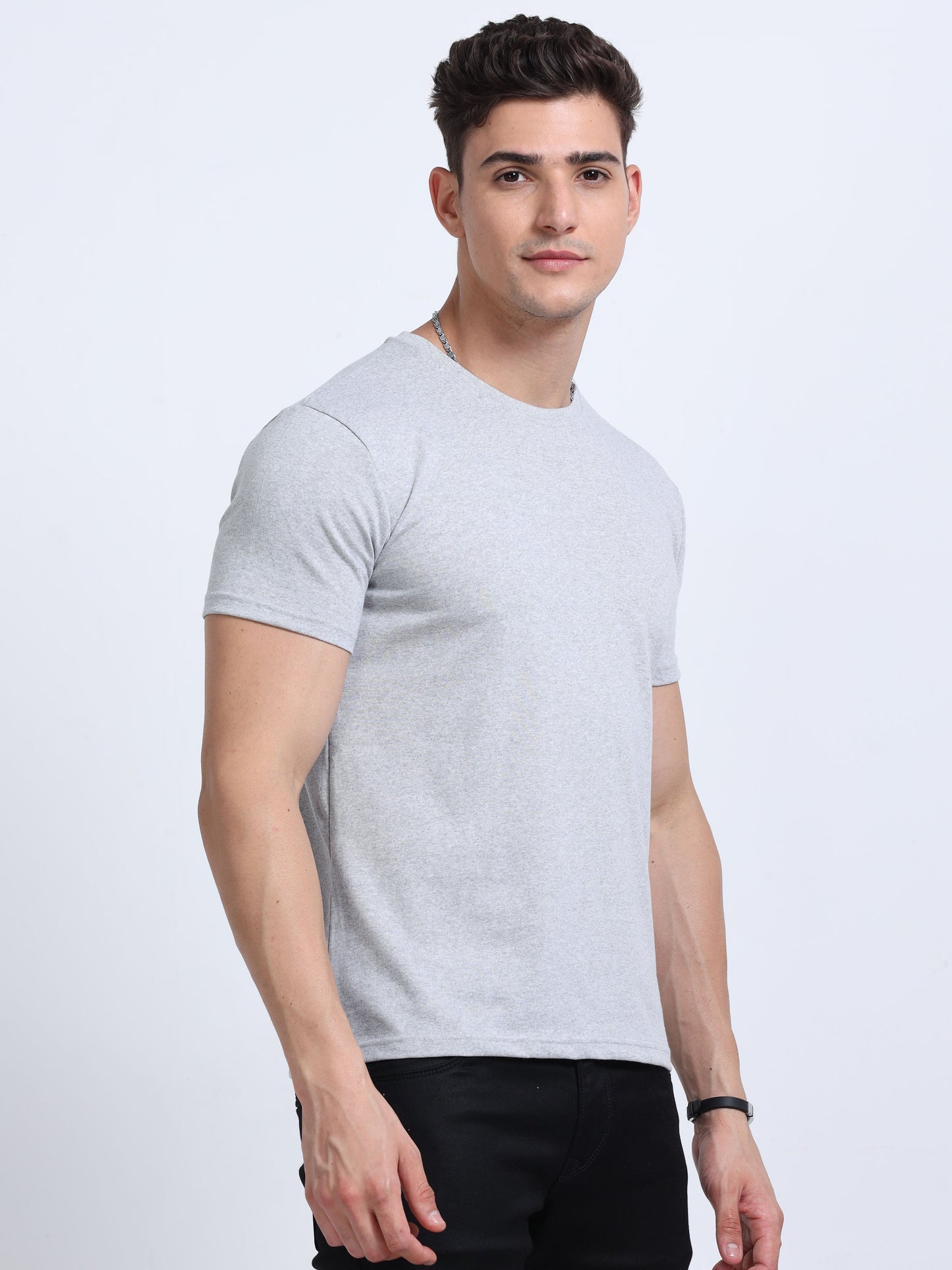 EcoBlend Round Neck Tshirts - Grey Melange