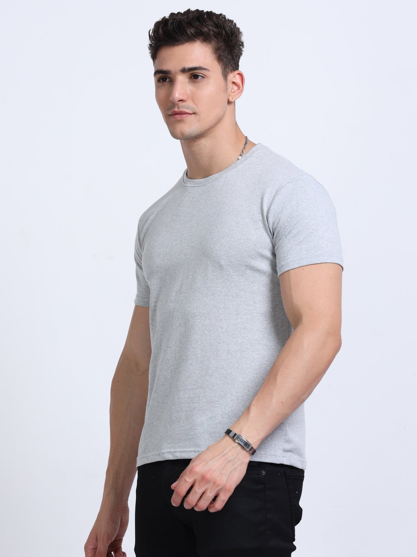 EcoBlend Round Neck Tshirts - Grey Melange