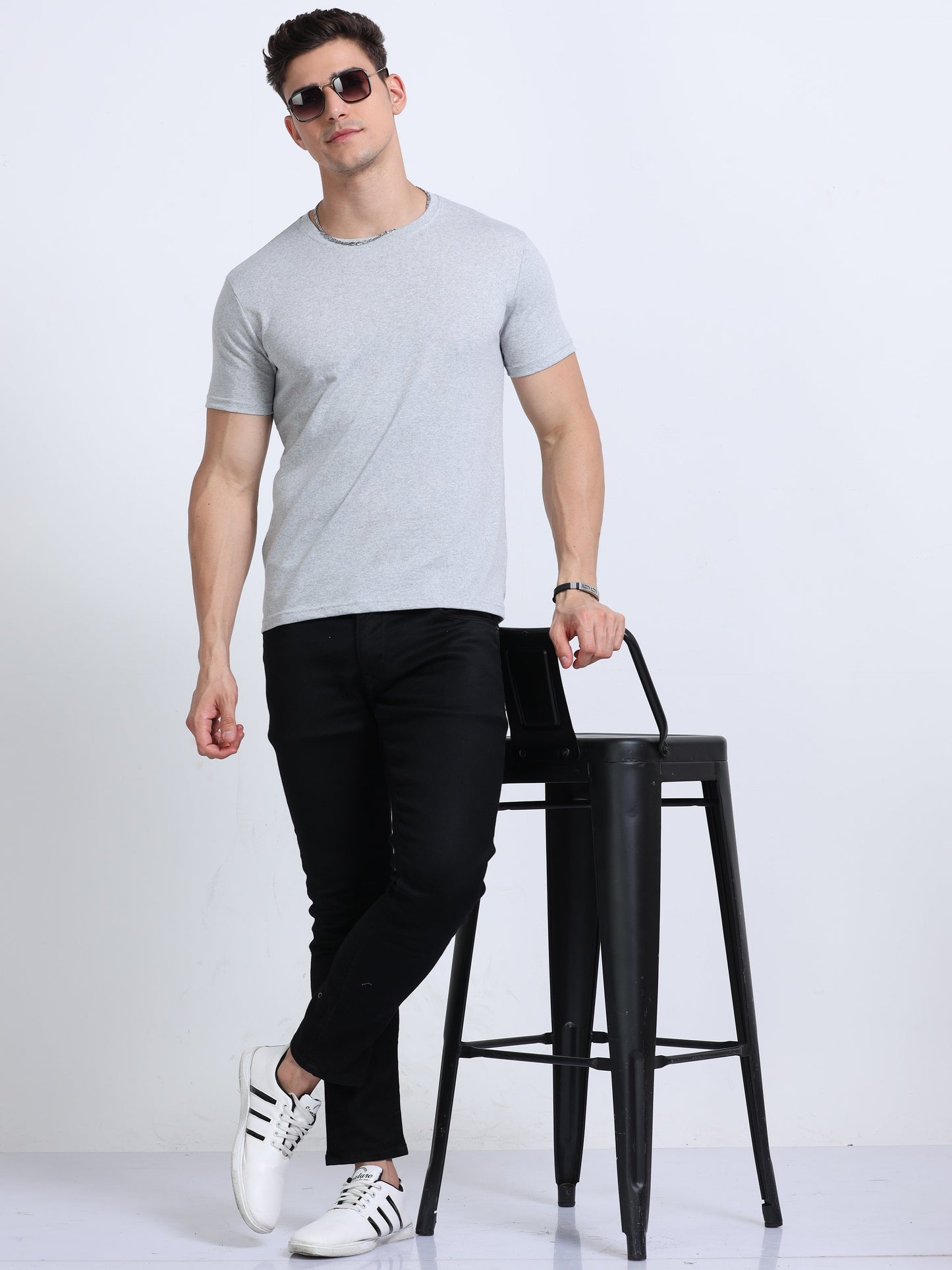 EcoBlend Round Neck Tshirts - Grey Melange