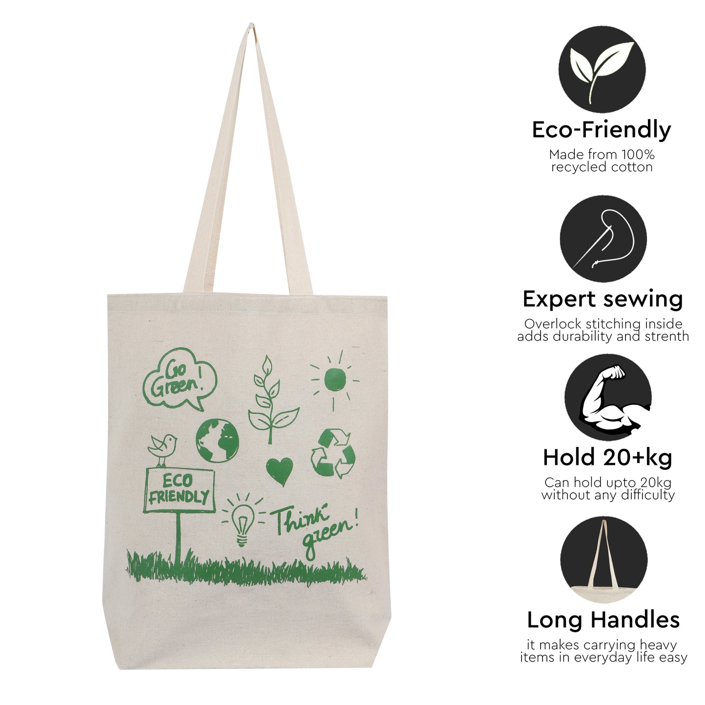 GO Green Canvas Cotton - 17" x 15" x 3.5" - 550 GSM
