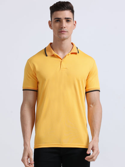 PrimoKnit Dotcell Polo - Gold Yellow with Black Tipping