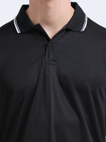PrimoKnit Dotcell Polo - Black with White Tipping