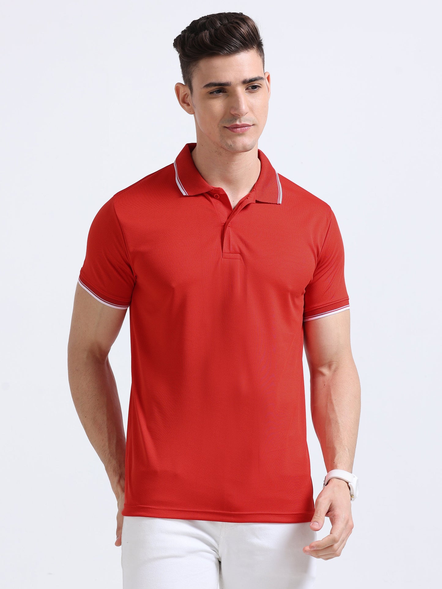 PrimoKnit Dotcell Polo - Red with White Tipping