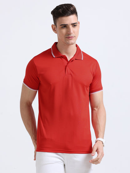 PrimoKnit Dotcell Polo - Red with White Tipping