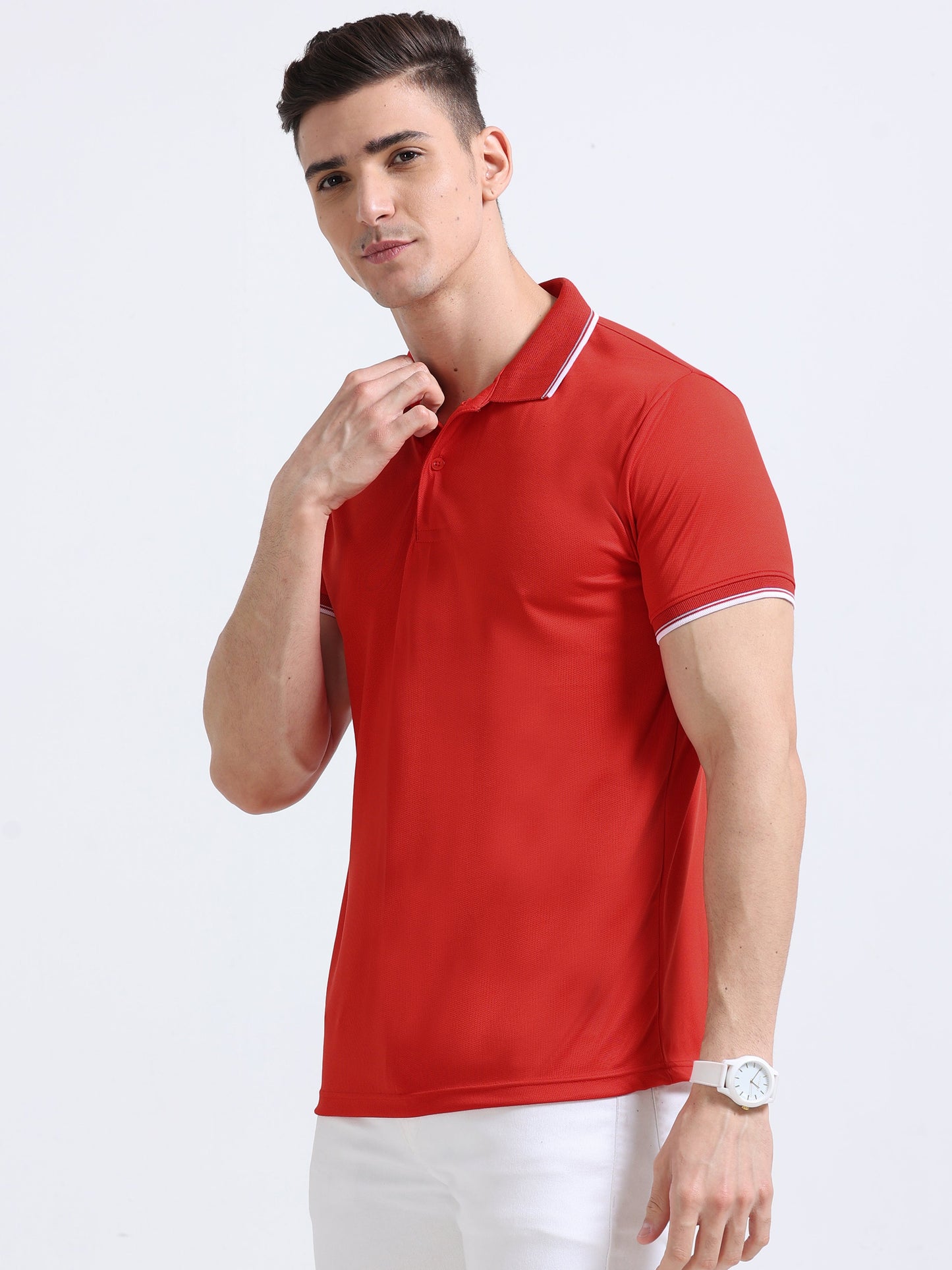 PrimoKnit Dotcell Polo - Red with White Tipping