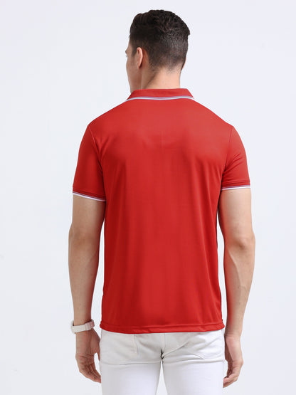PrimoKnit Dotcell Polo - Red with White Tipping