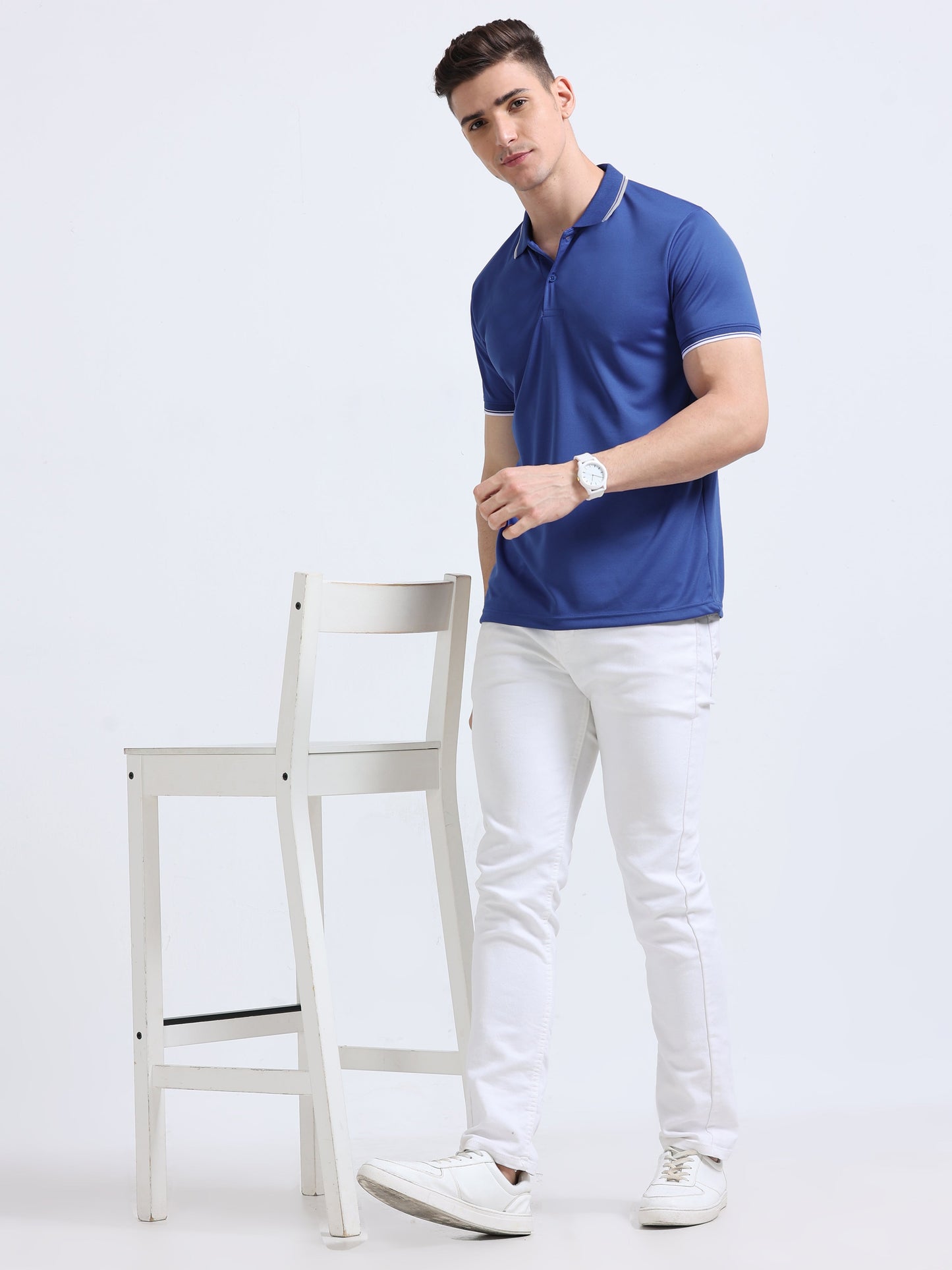 PrimoKnit Dotcell Polo - Royal Blue with White Tipping