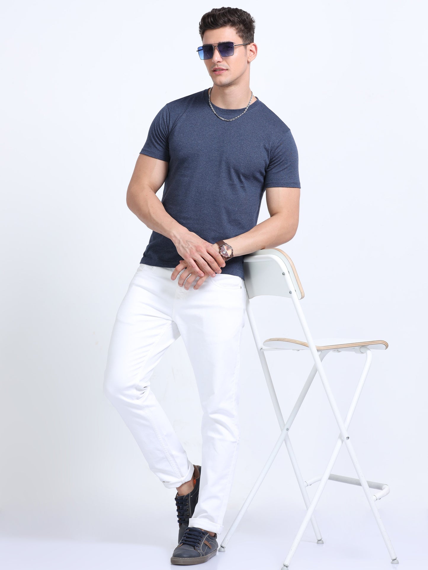 EcoBlend Round Neck Tshirts - Navy Melange