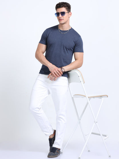 EcoBlend Round Neck Tshirts - Navy Melange