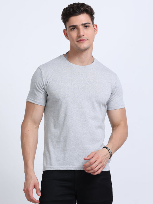 EcoBlend Round Neck Tshirts - Grey Melange