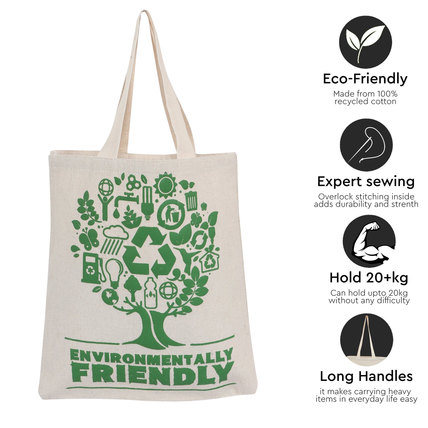 Eco Natural Canvas Cotton Bag - 17" x 15" x 3.5" - 225 GSM