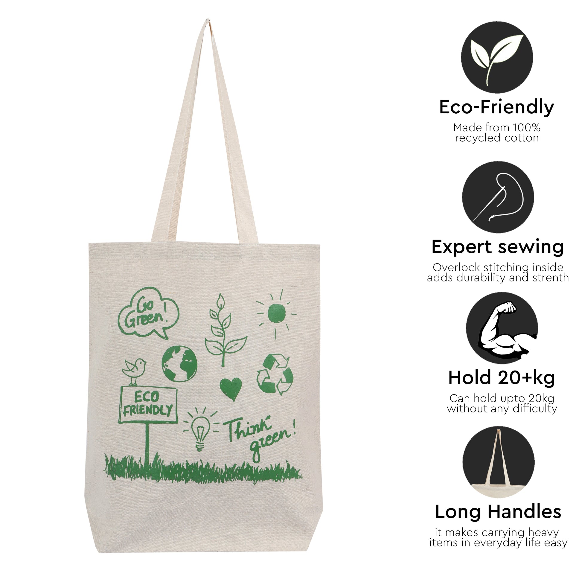 GO Green Canvas Cotton - 17" x 15" x 3.5" - 550 GSM