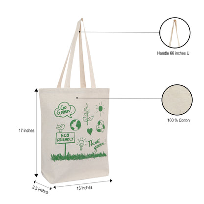 GO Green Canvas Cotton - 17" x 15" x 3.5" - 550 GSM