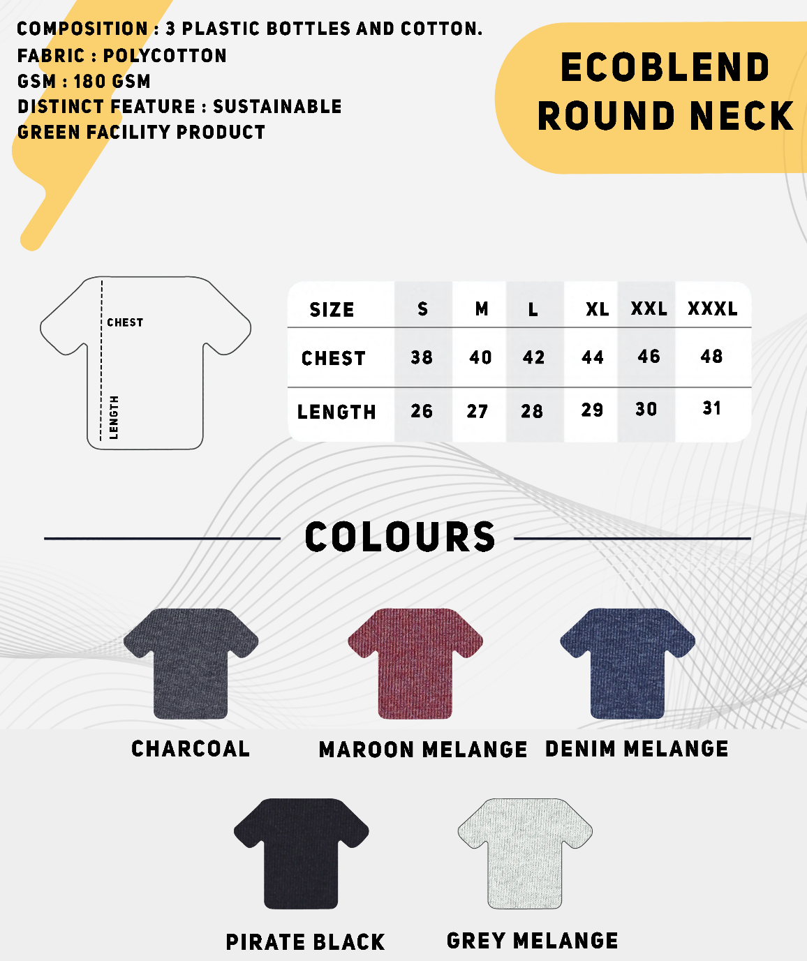 EcoBlend Round Neck Tshirts - Navy Melange